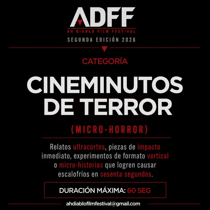 Cartel de la categoría Cineminutos de Terror. Información transcrita en este panel.